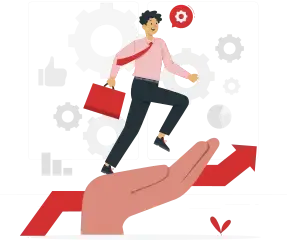 Cartoon-style person metaphorically moving upwards.