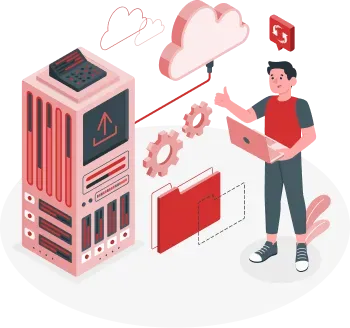 Man giving thumbs up to cloud storage.